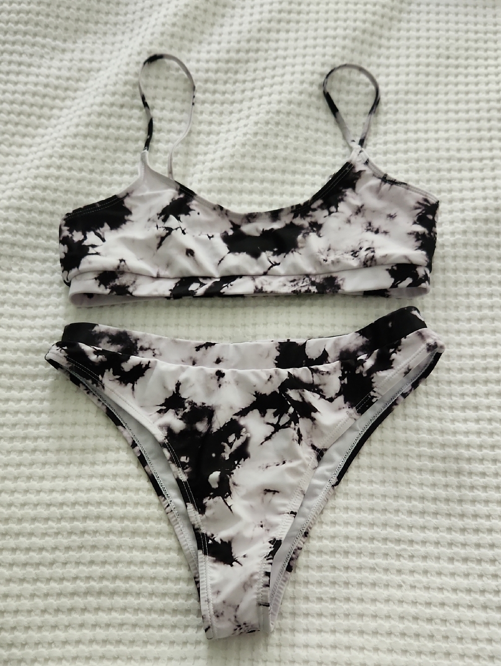 Black & White Tie-Dye Bikini Set